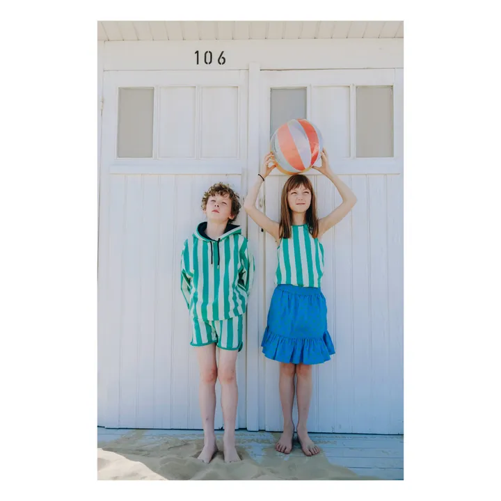 Holi & Love Short Kim Rayure Coton Bio | Vert Menthe
