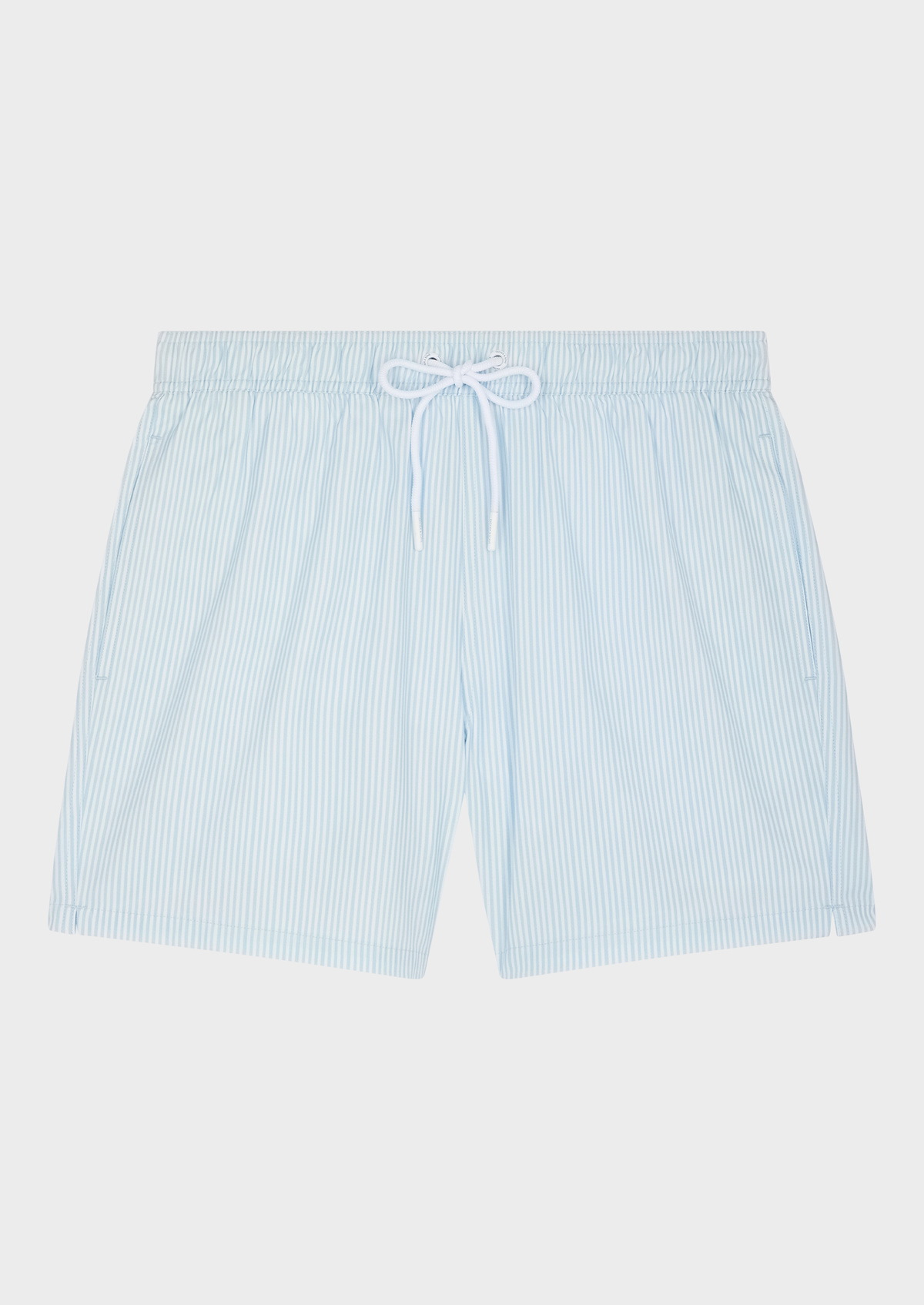 Maillot de bain blanc à rayures bleu ciel