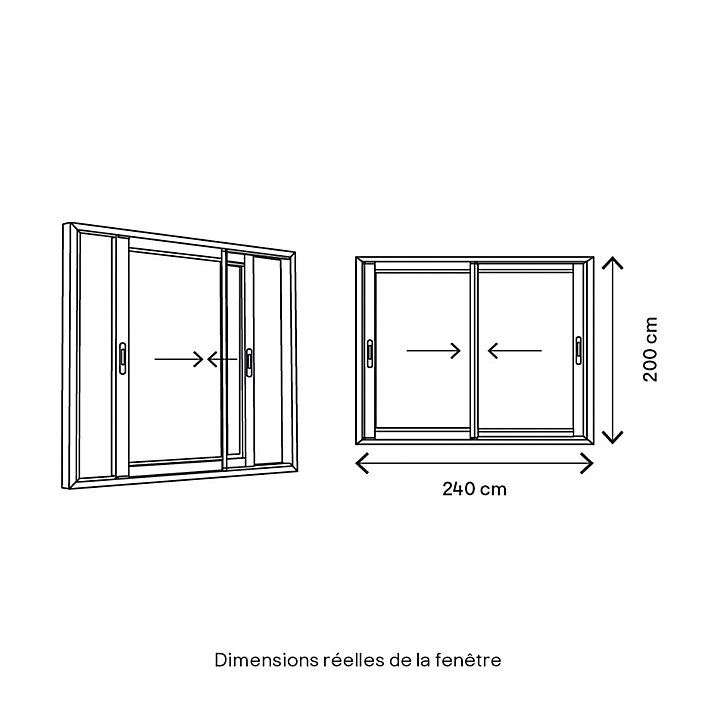 Baie vitrée coulissante alu GoodHome gris - l.240 x h.200 cm - Uw 1,7