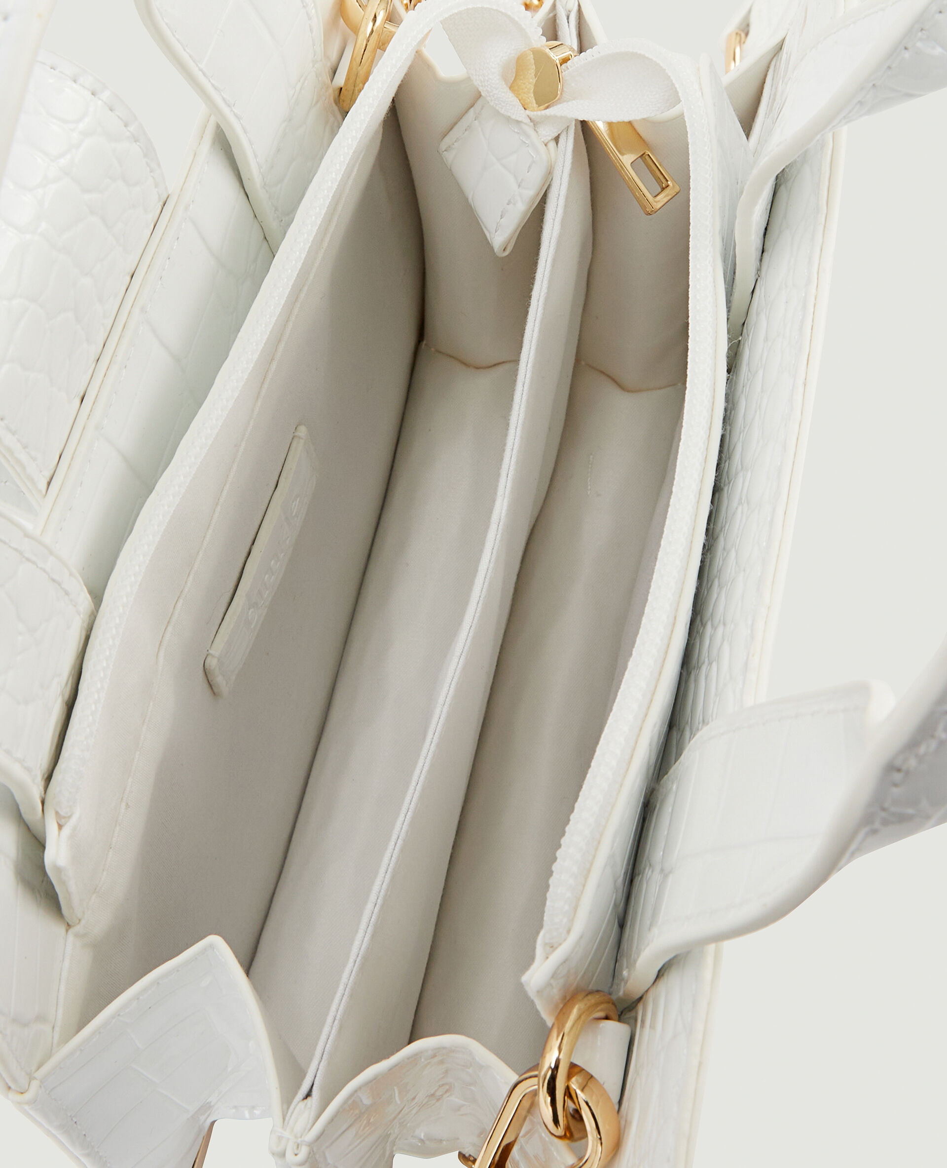 Sac boxy effet croco verni - Blanc