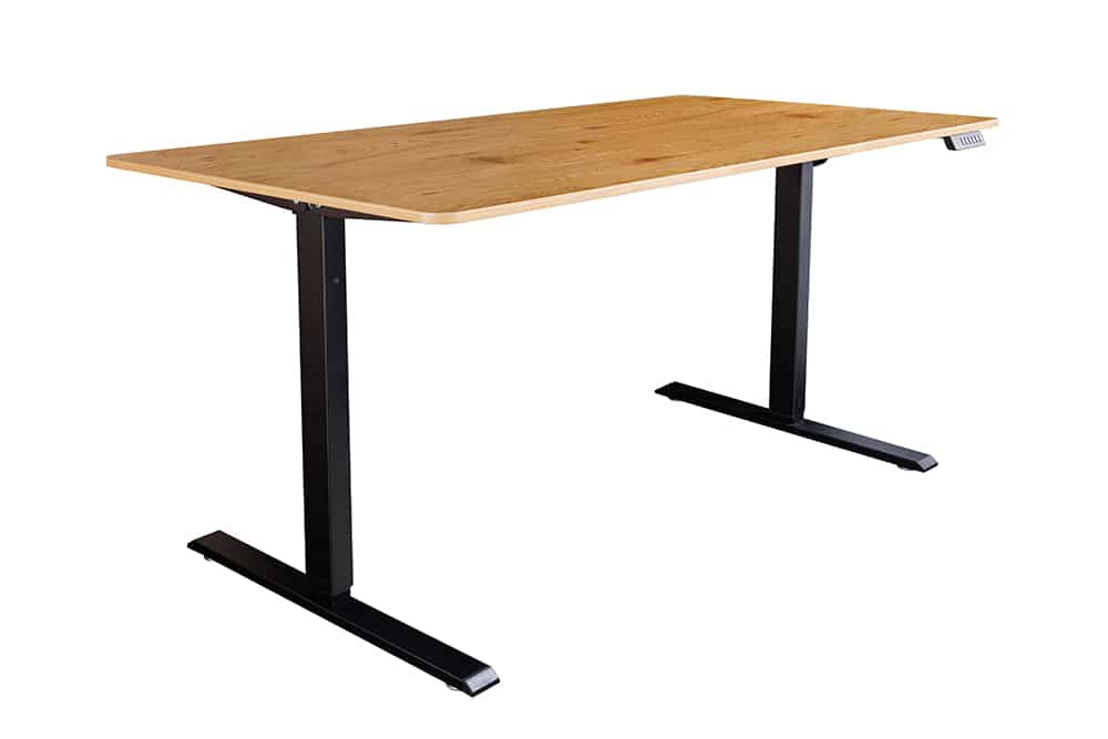 Höhenverstellbarer Schreibtisch OAK DESK 160cm natur Eiche schwarz Metall