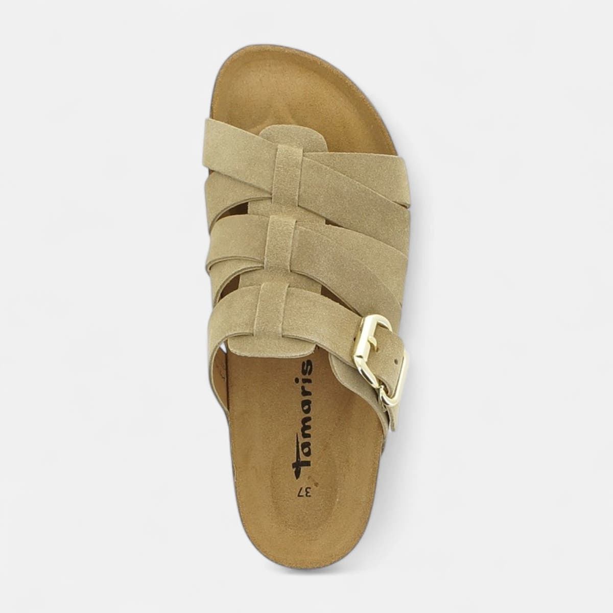 Mules semelle liège Femme en cuir taupe
