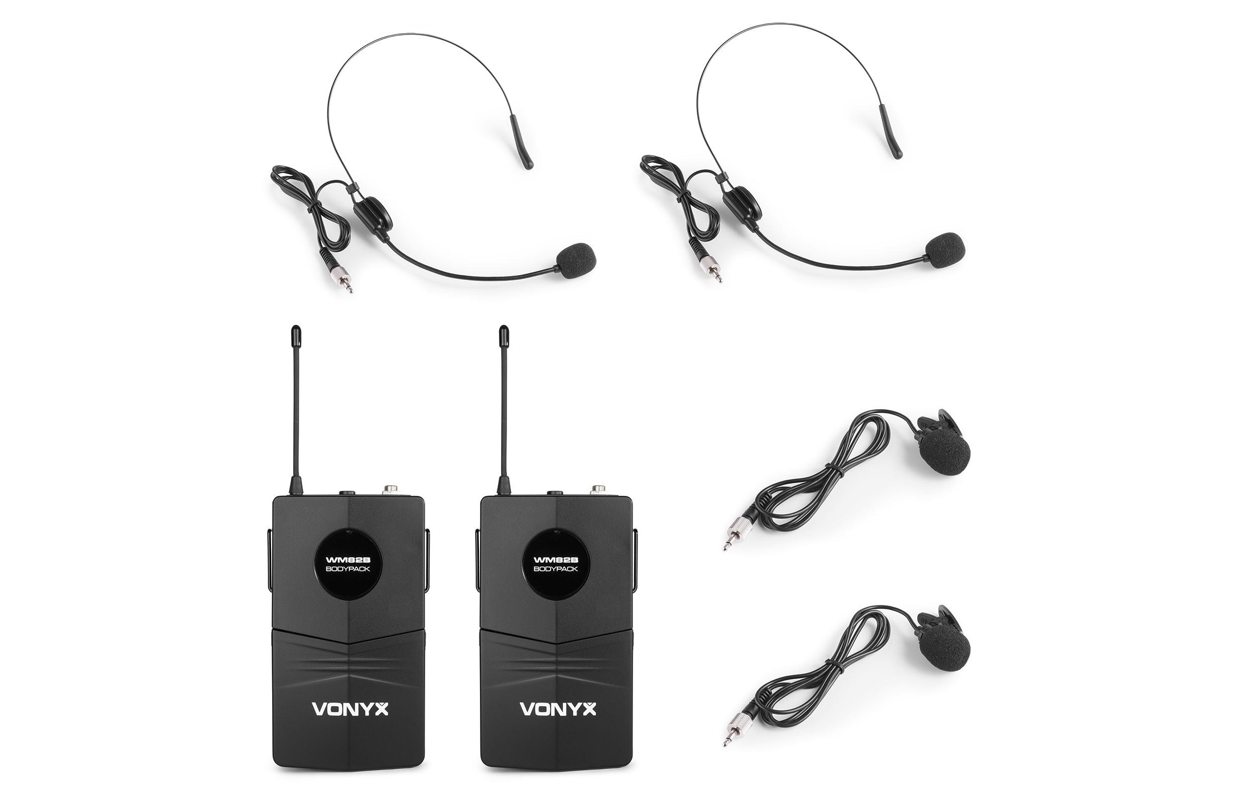 WM82B Set<br>UHF-2-Kanal-Mikrofon Set mit zwei Bodypacks