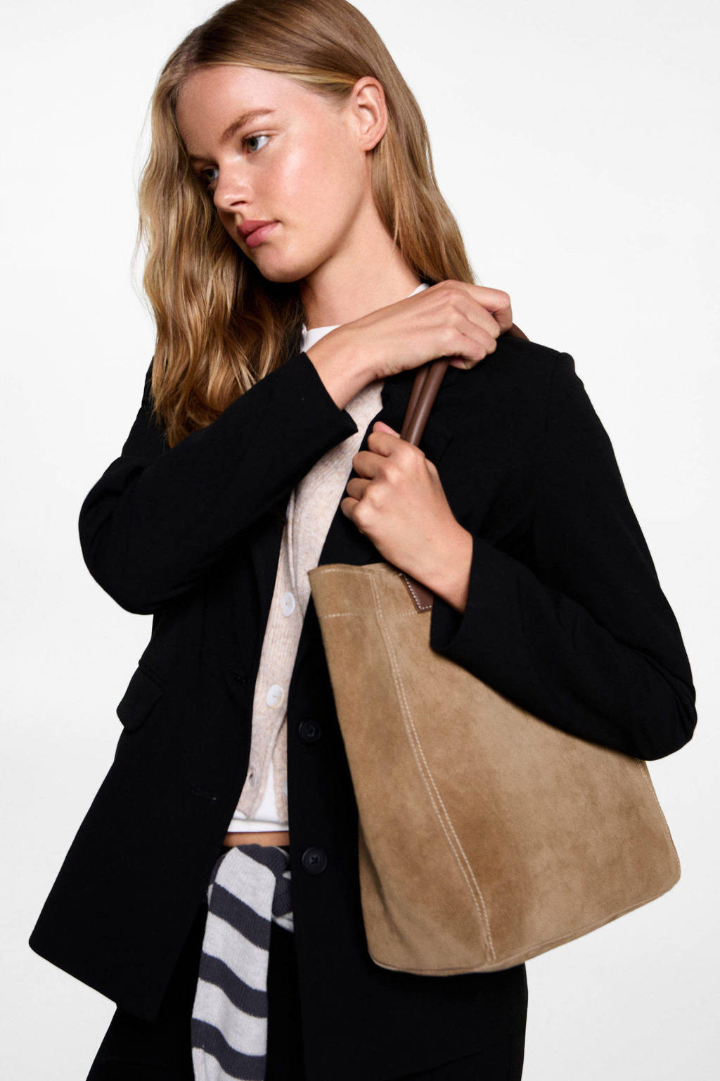 leren shopper middenbruin