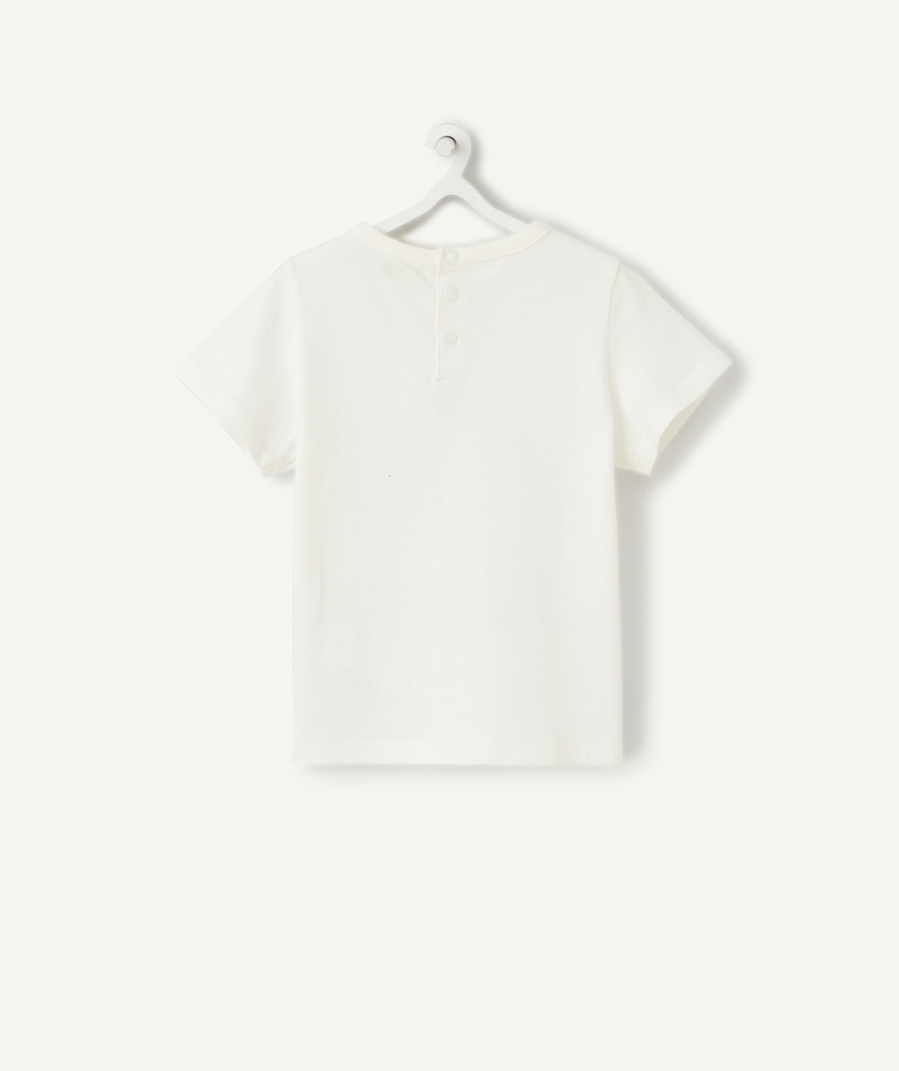 T-SHIRT BÉBÉ GARÇON EN FIBRES RECYCLÉES BLANC AVEC LIONS