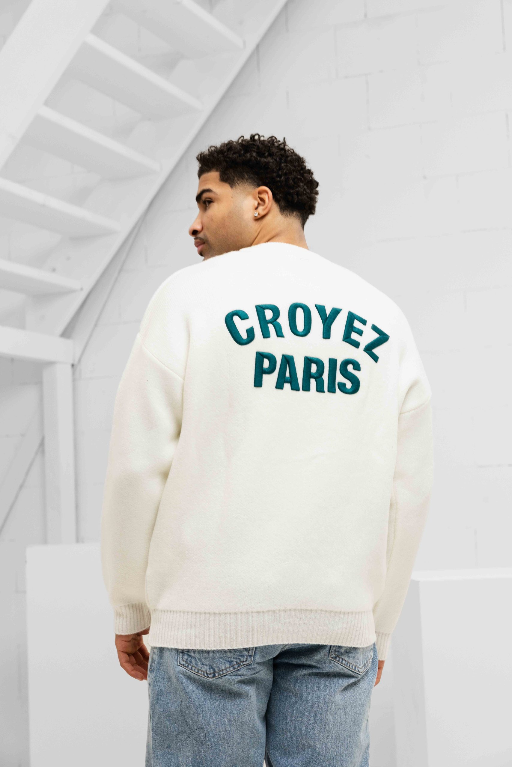 Croyez Paris Knit Sweater Heren Gebroken Wit