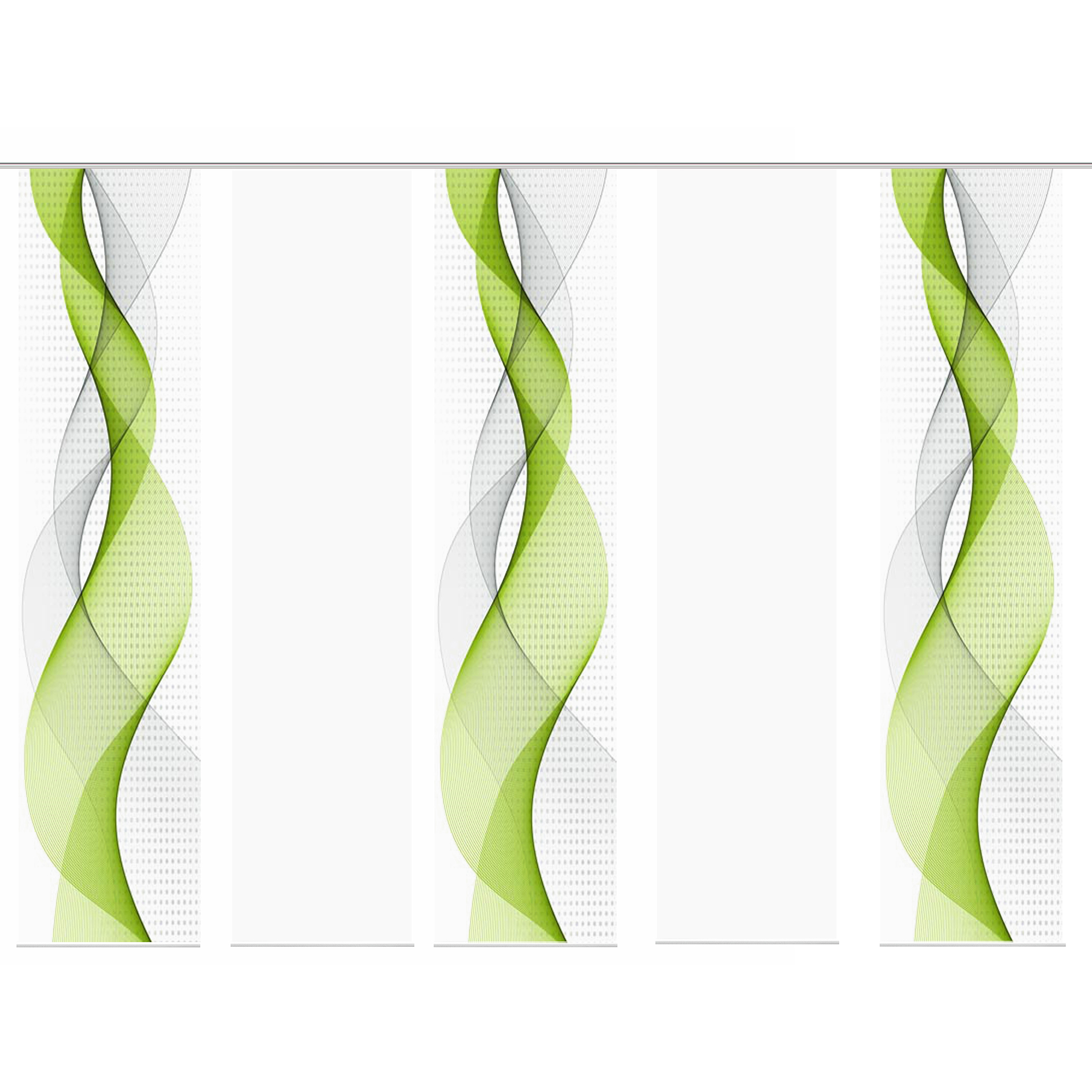 5-teiliges Schiebevorhang-Set OPALIA - apfelgrün - je 60x245 cm