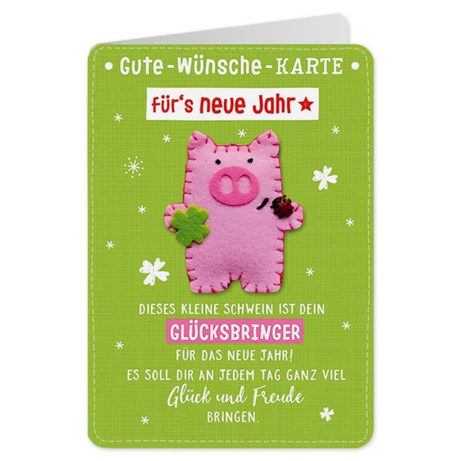 Grußkarte - Gute-Wünsche-Karte für's neue Jahr - Glücksbringer