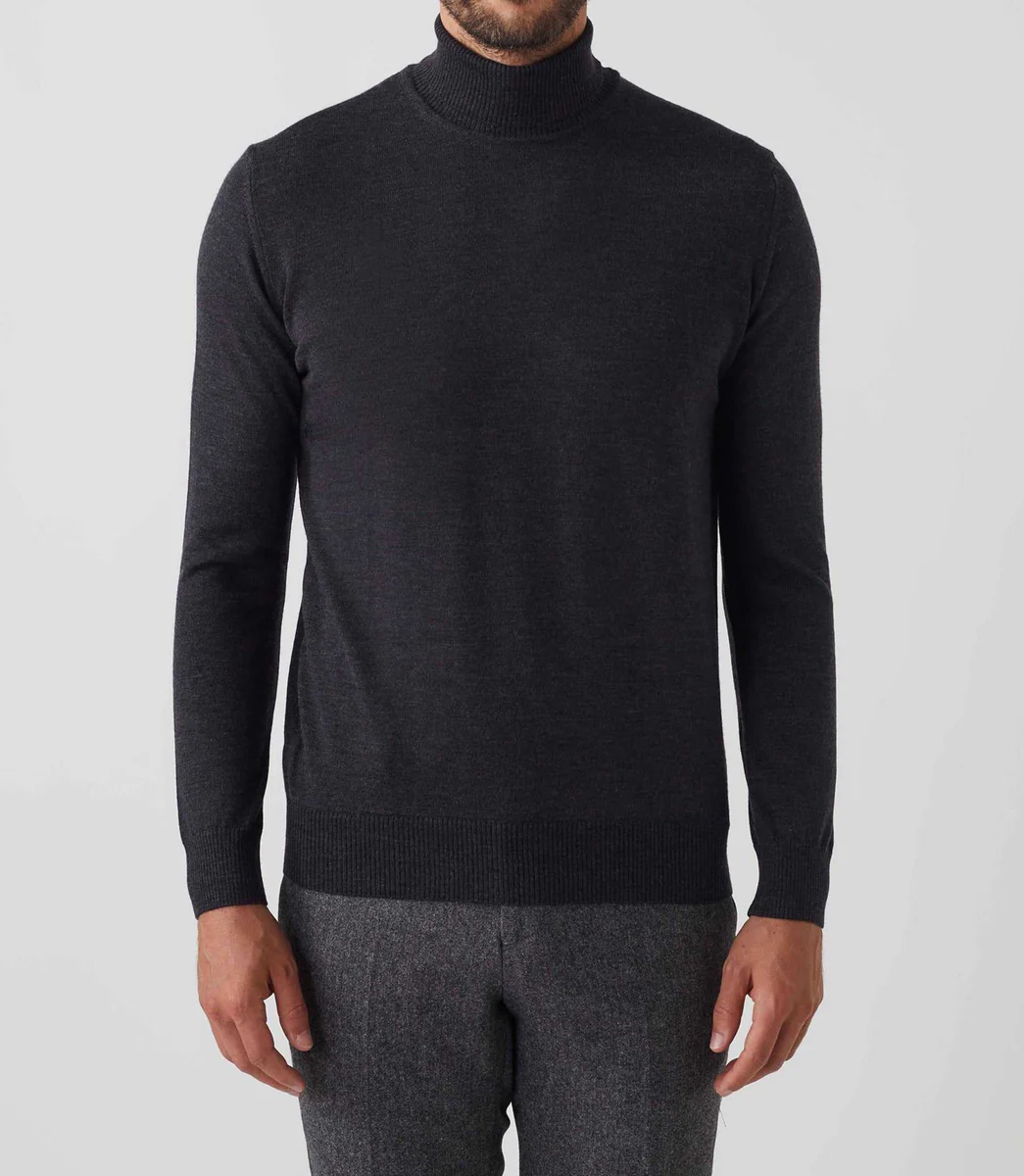 Pull col roulé gris anthracite 