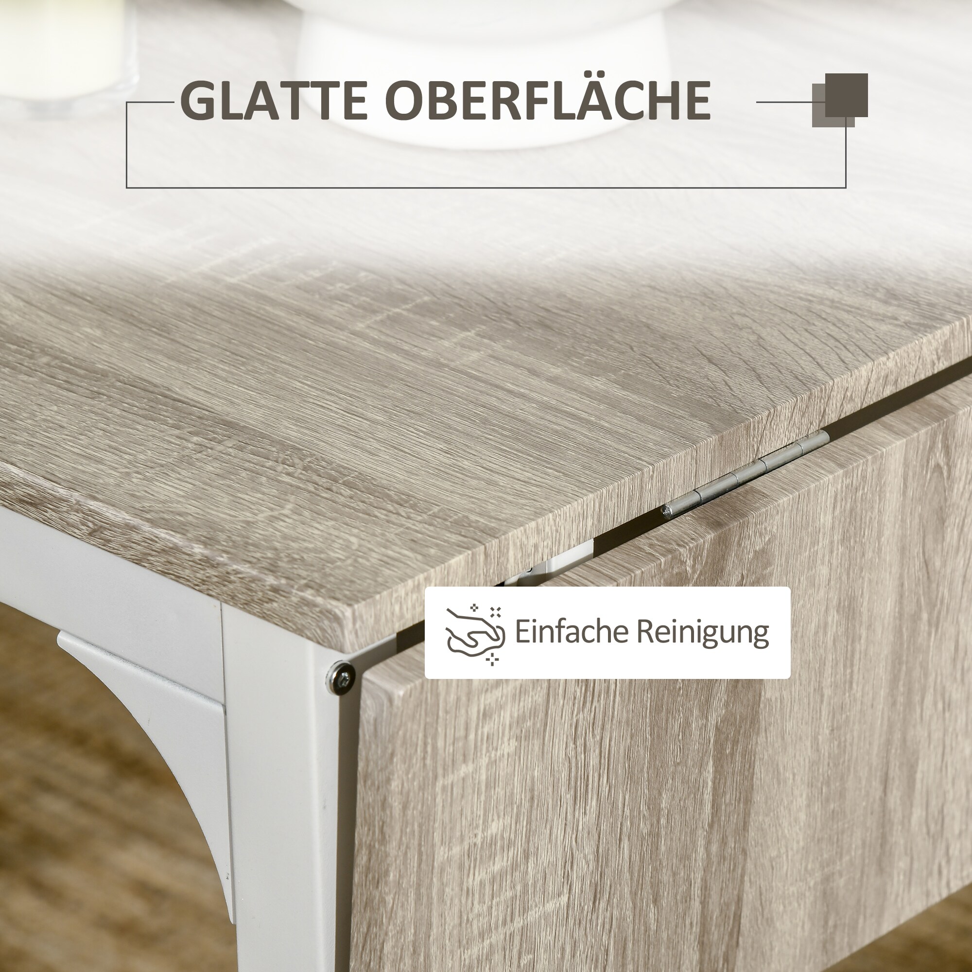 HOMCOM Essgruppe mit Stahlrahmen weiß, natur 110L x 70B x 75H cm