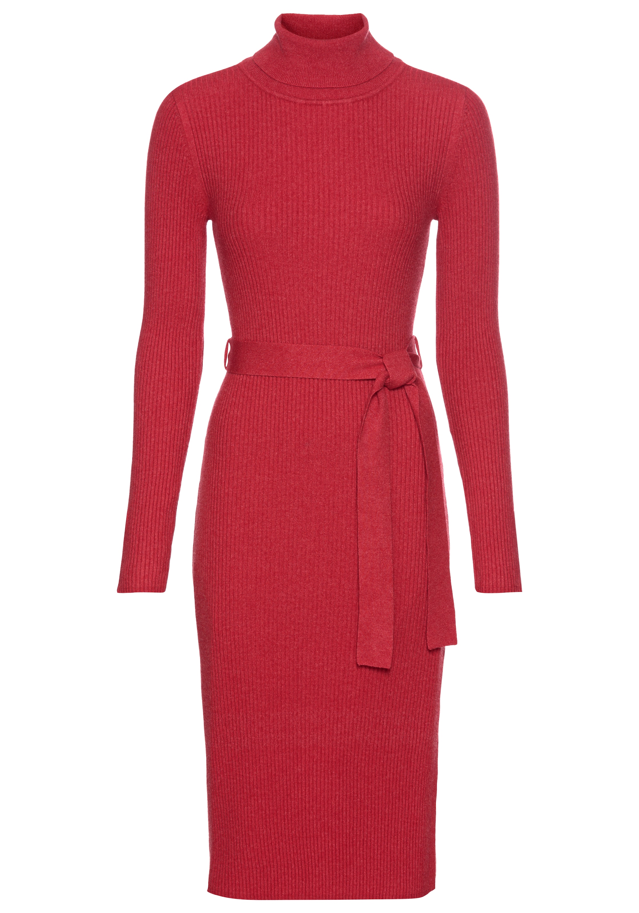 Laura Scott Strickkleid mit Rollkragen und Bindegürtel