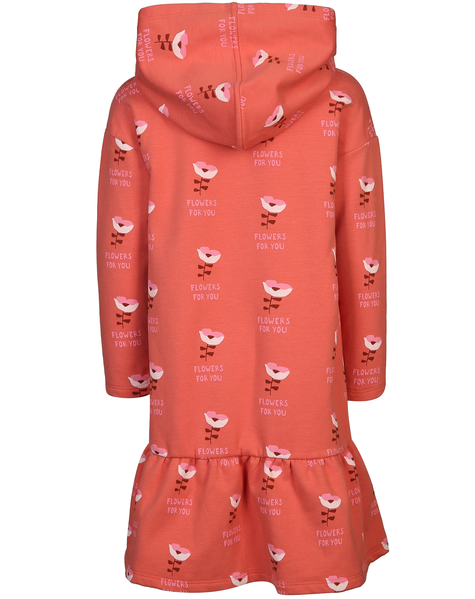 Langarmkleid FLOWERS AOP mit Kapuze in orange