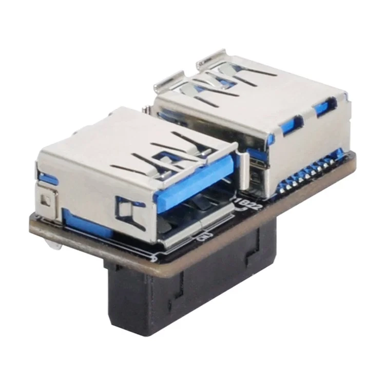Dual USB 3.0 Buchse zu Motherboard 20/19-Pin Header Adapterplatine PCBA Konverter - Blau / Silber
