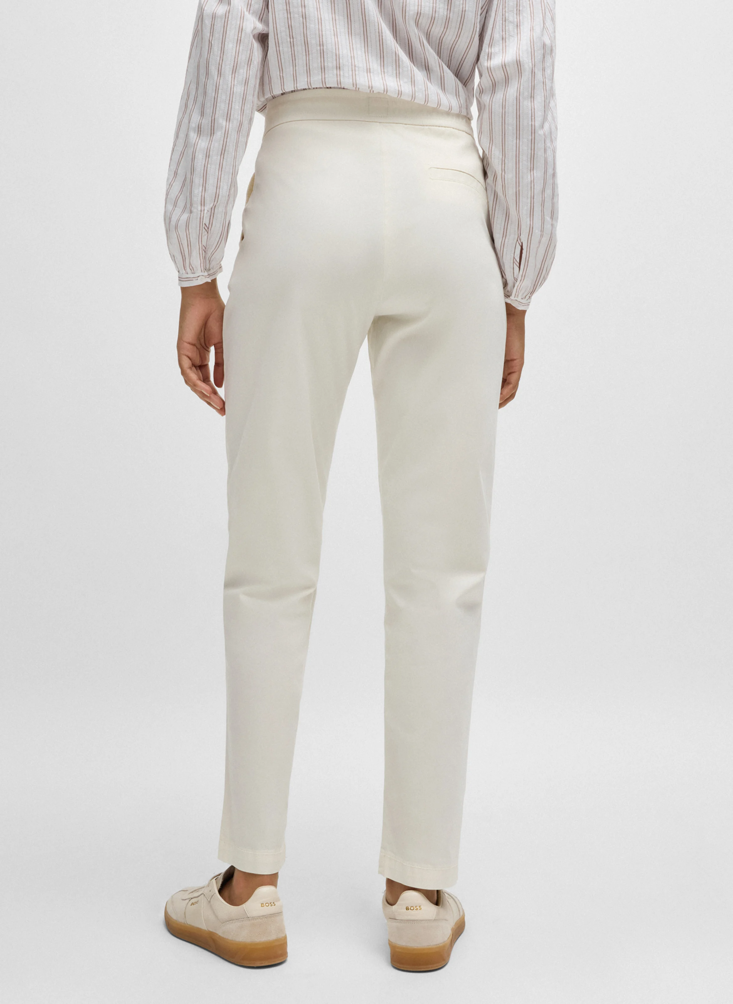 Pantalon fuselé en coton mélangé | Beige