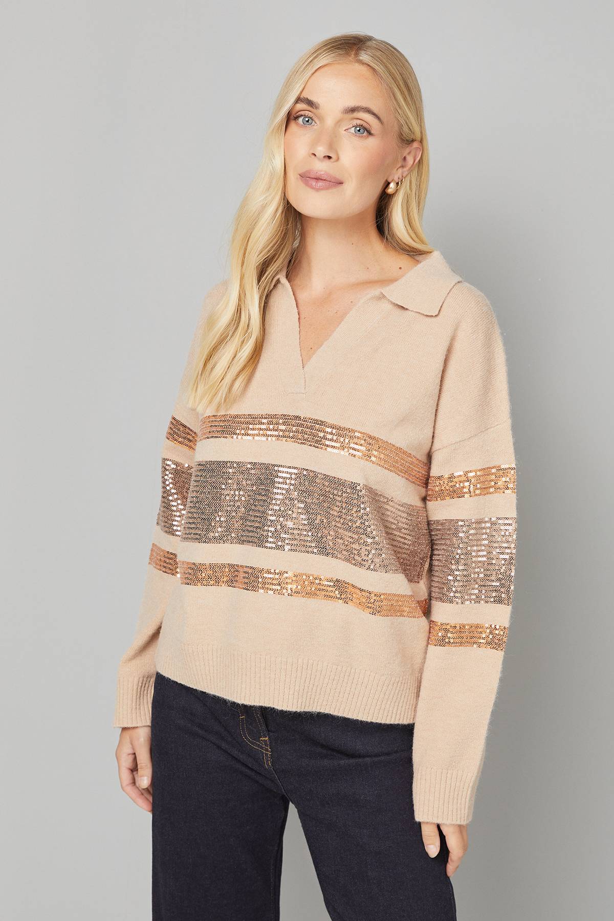 Wallis synthétiquell Polo Petite Avoine à Placement de Sequins