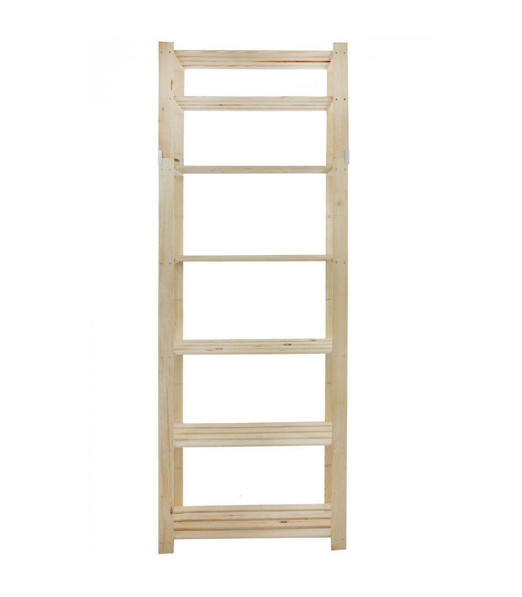 PROREGAL Pinepeak Houten Plank HxBxD 220 x 80 x 38 cm 7 Planken 1,2 cm Dik Dennenhout Natuurlijk