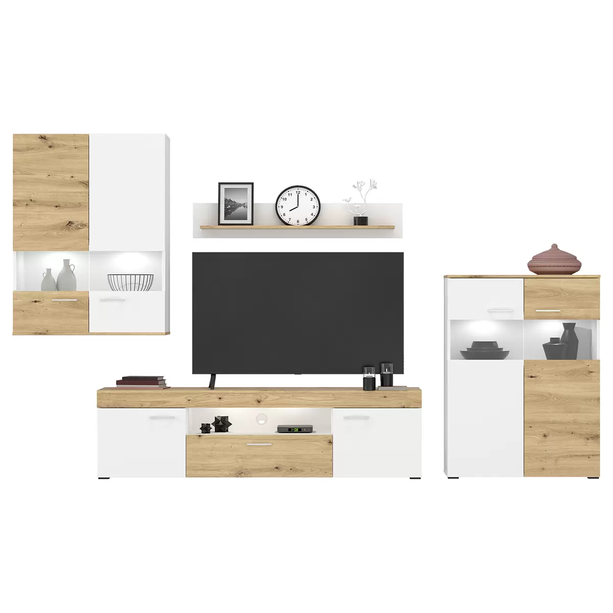 Highboard Valencia weiss,Artisan Eiche