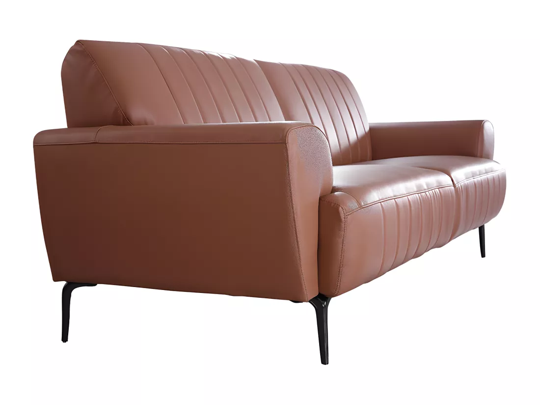 Canapé 3 places Cuir ROMY Cognac - Angle Droit
