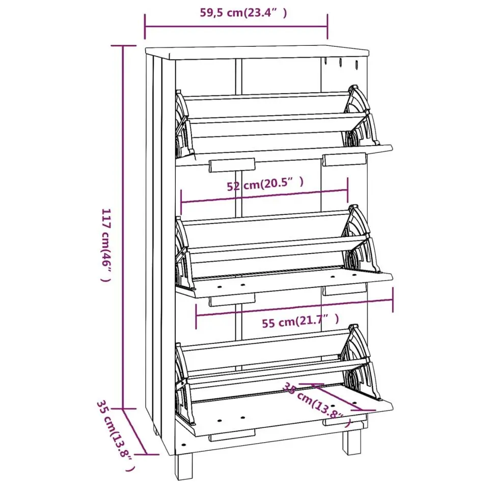 vidaXL - Schoenenkast - Wit - Grenenhout
