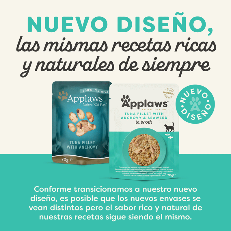 Sachê de 70g de atum e anchovas Applaws para gatos