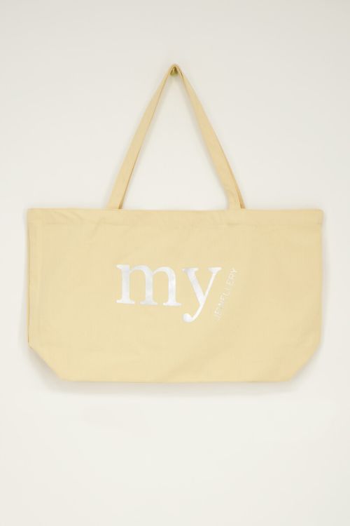 Lichtgele shopper MyJewellery zilverkleurig