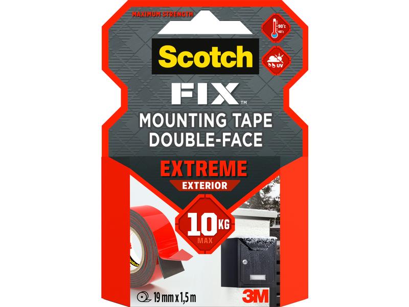 Scotch Aussenmontageband Extreme, 19 mm x 1.5 m, 1 Rolle, S Doppelseitiges Montageband für den Aussenbereich
