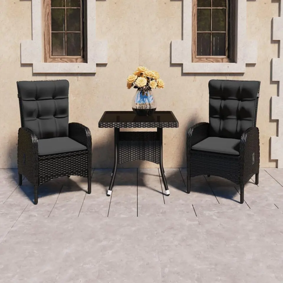 vidaXL - Bistroset - Zwart - Poly rattan