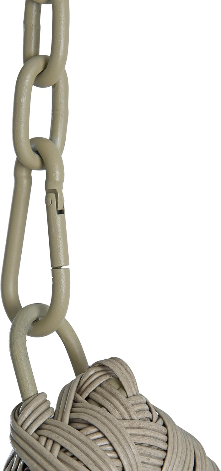 ESTEO Hängesessel mit Gestell Polyrattan Hängekorb Rattan Hängestuhl Hängesitz Beige/Grau
