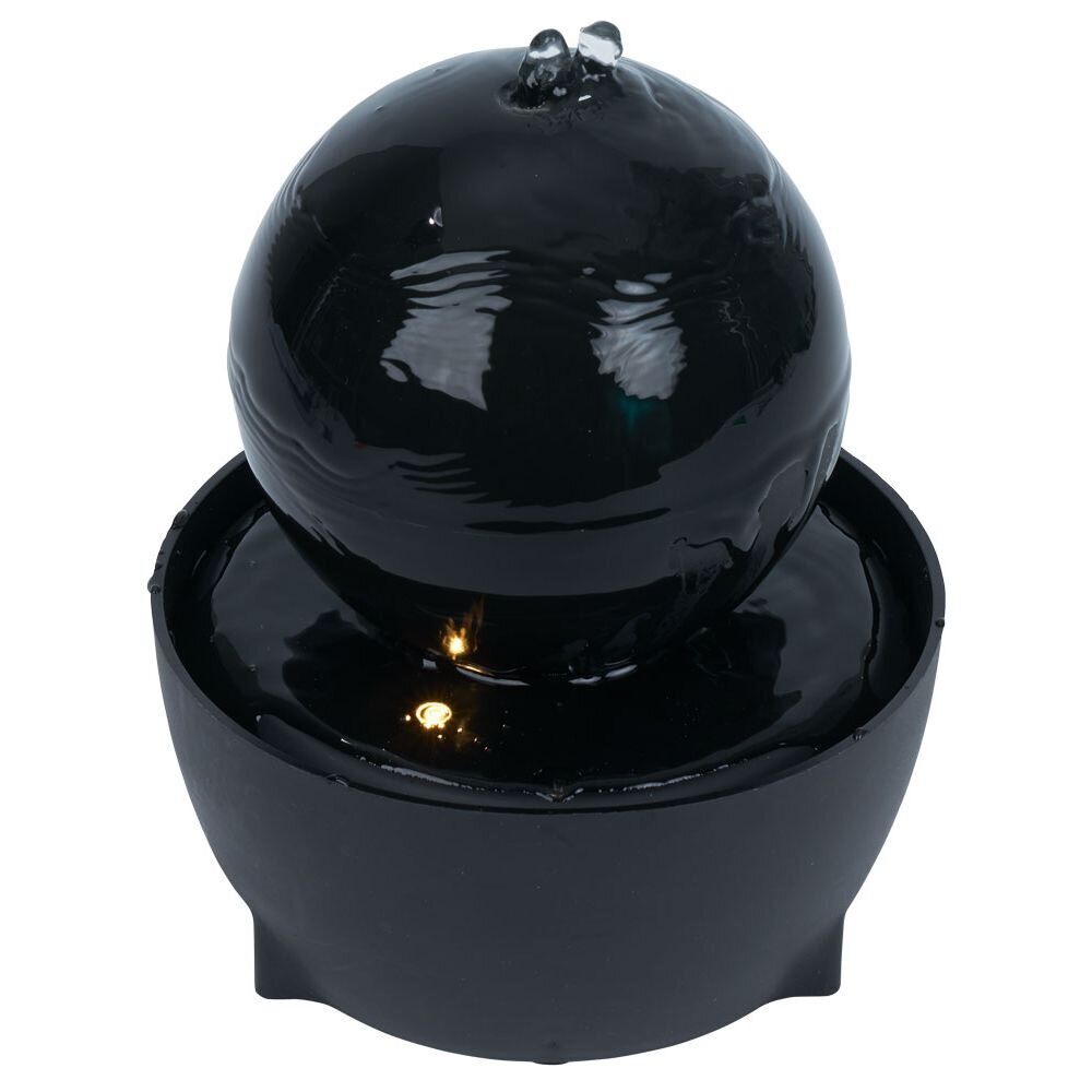 Fontaine d'intérieur ronde lumineuse à piles noir Ø12xH14cm