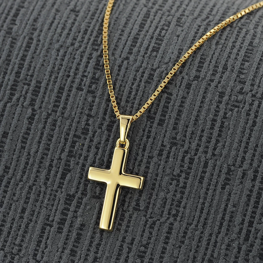 trendor Kreuz für Kinder 18 mm Gold 333  8 K + vergoldeter Silberkette gold