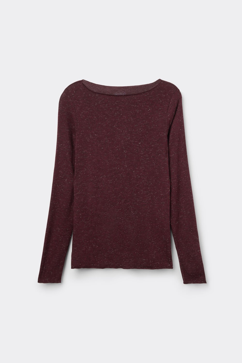 Blusa de gola redonda em modal leve com lamê de cashmere