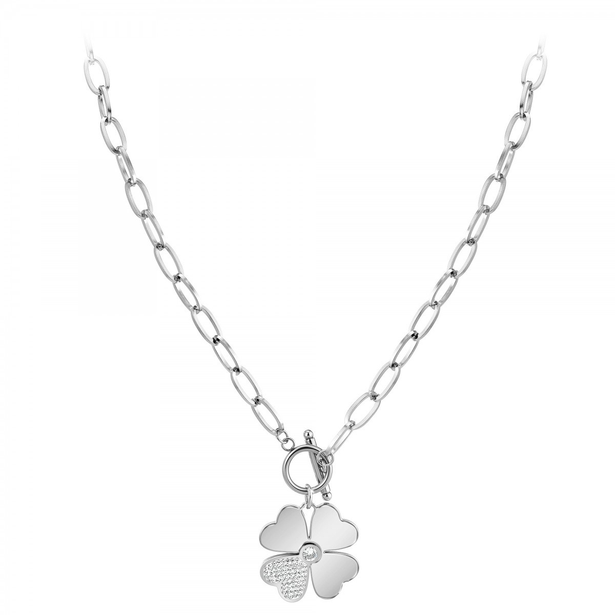 Collier trèfle SC Crystal orné de Cristaux scintillants