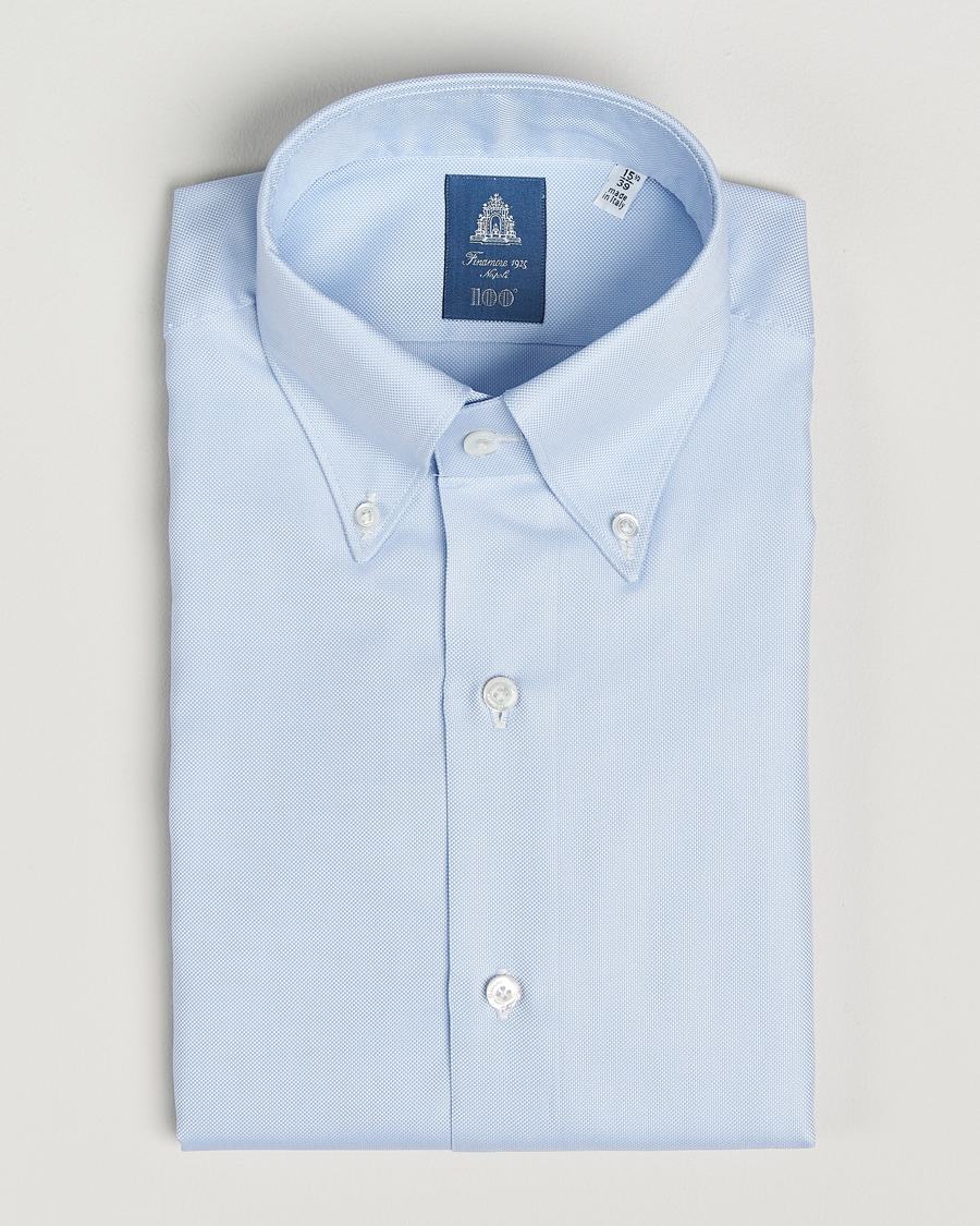 Finamore Napoli Milano Slim Oxford Button Down Shirt Light Blue