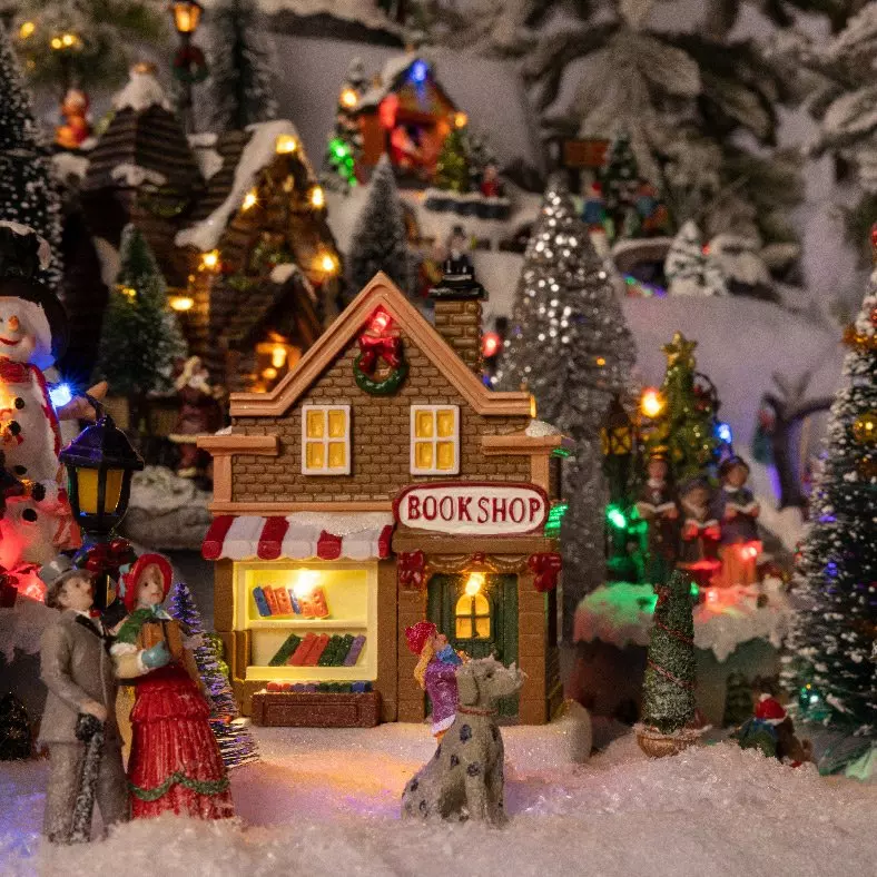 Village de Noël lumineux à piles Commerces