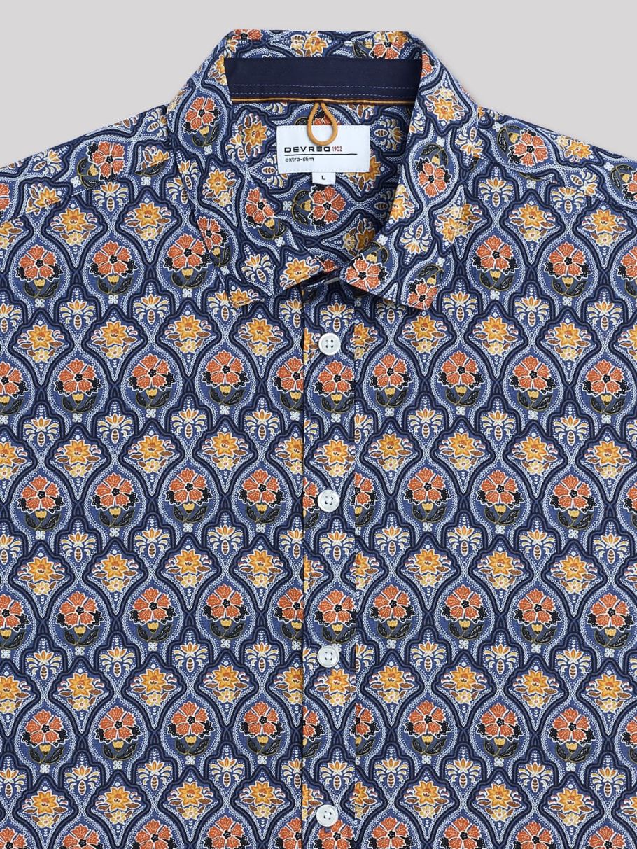 Chemise extra-slim stretch fleurie