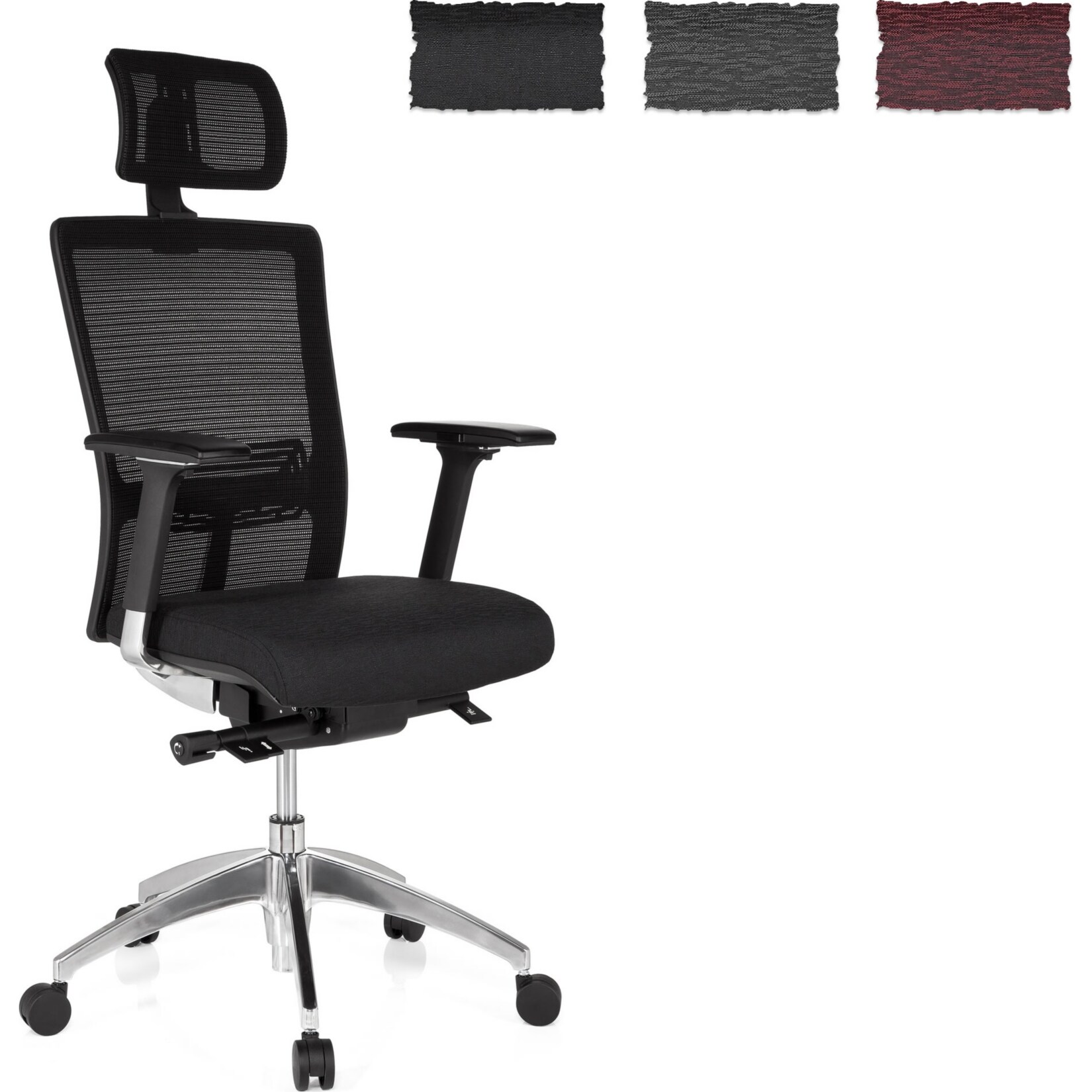 Profi Bürostuhl ASTRA LUX Stoff/Netzstoff mit Armlehnen (höhenverstellbar) hjh OFFICE