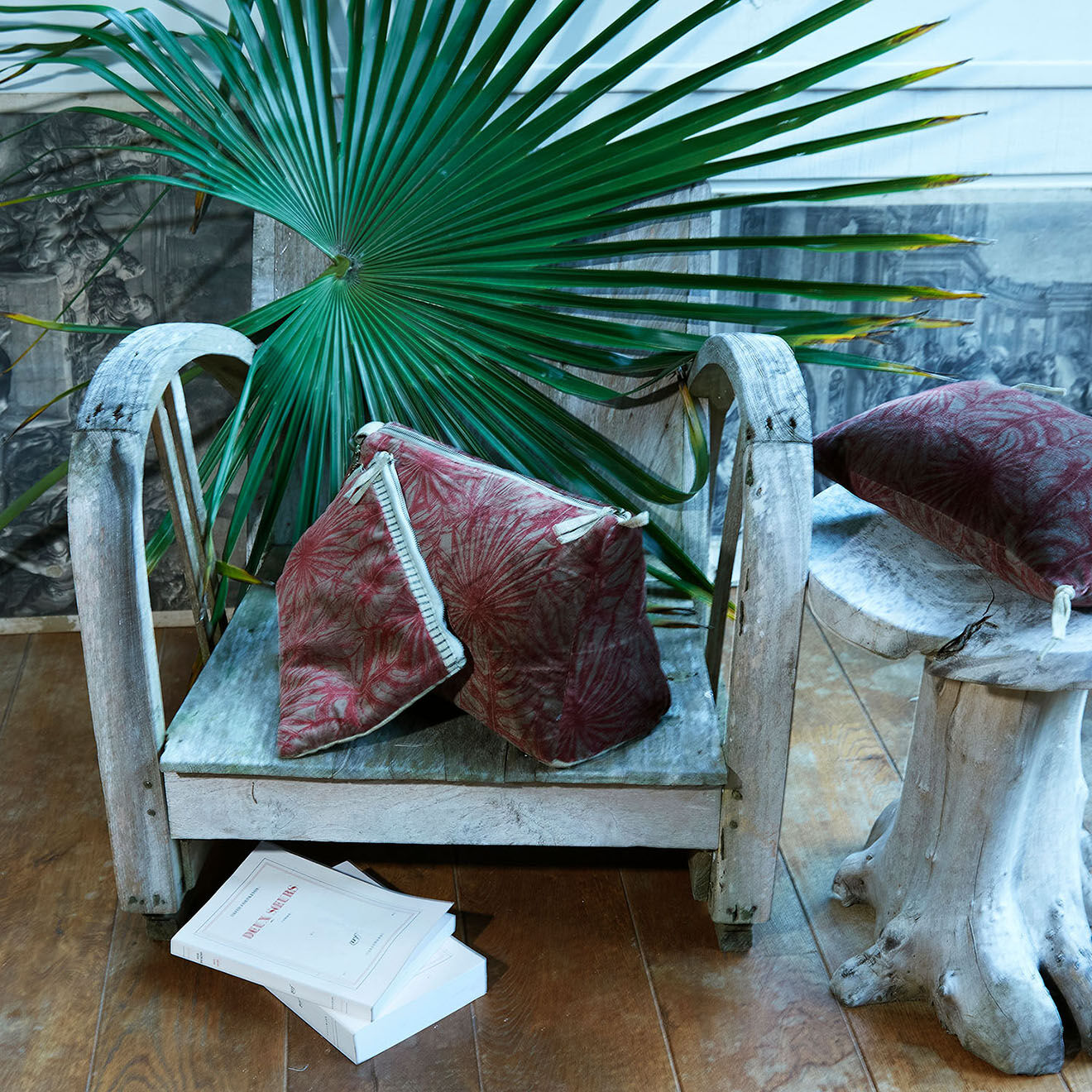 En Fil d'Indienne Trousse plate + trousse de toilette Goa rubis