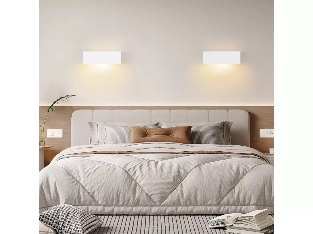 NETTLIFE Applique murale d'intérieur en plâtre blanc G9 moderne pour couloir, escalier, haut et bas