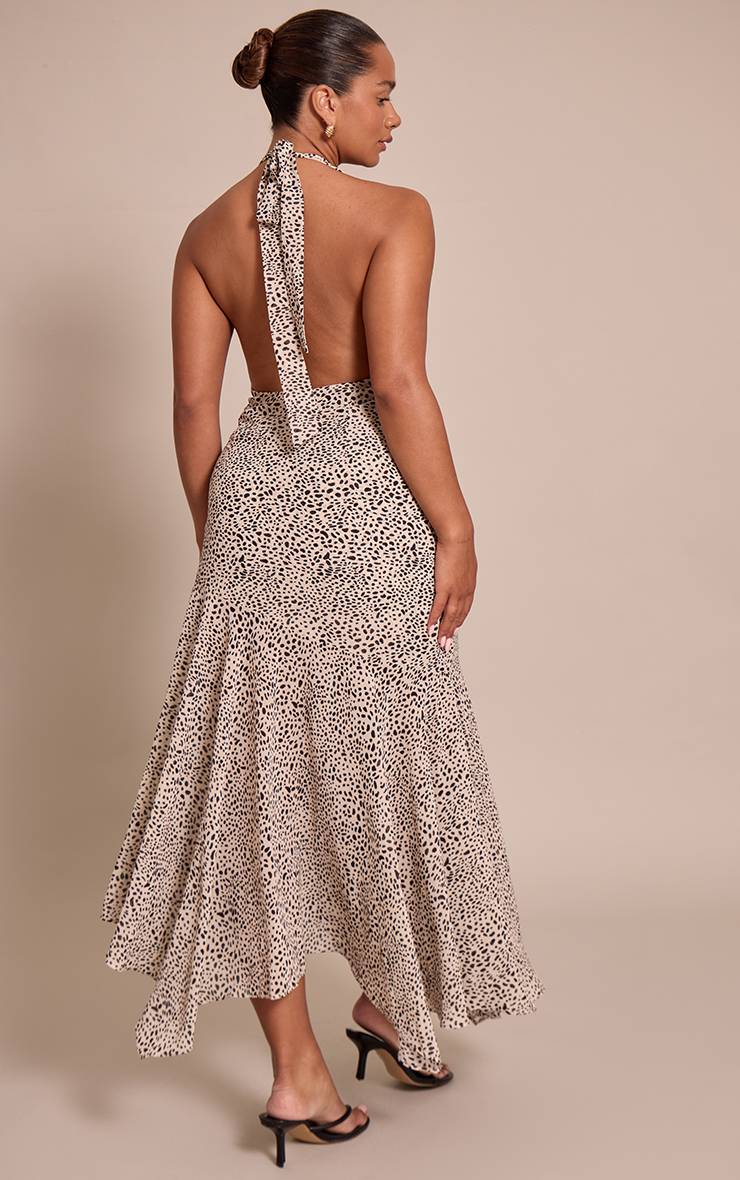 Noir Robe Maxi Shape À Imprimé Dalmatien Col Licou Et Taille Portefeuille