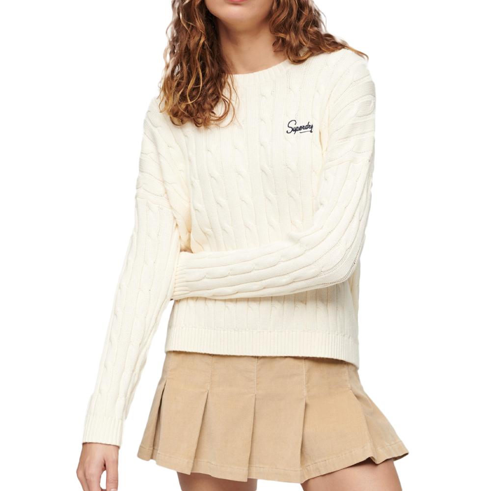 Superdry Pull Ecru Femme Superdry Vintage