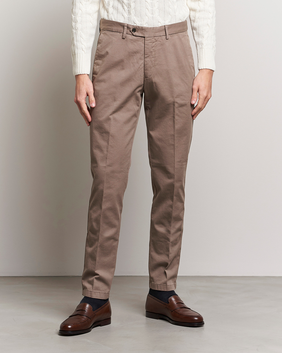 Oscar Jacobson Danwick Cotton Trousers Light Brown