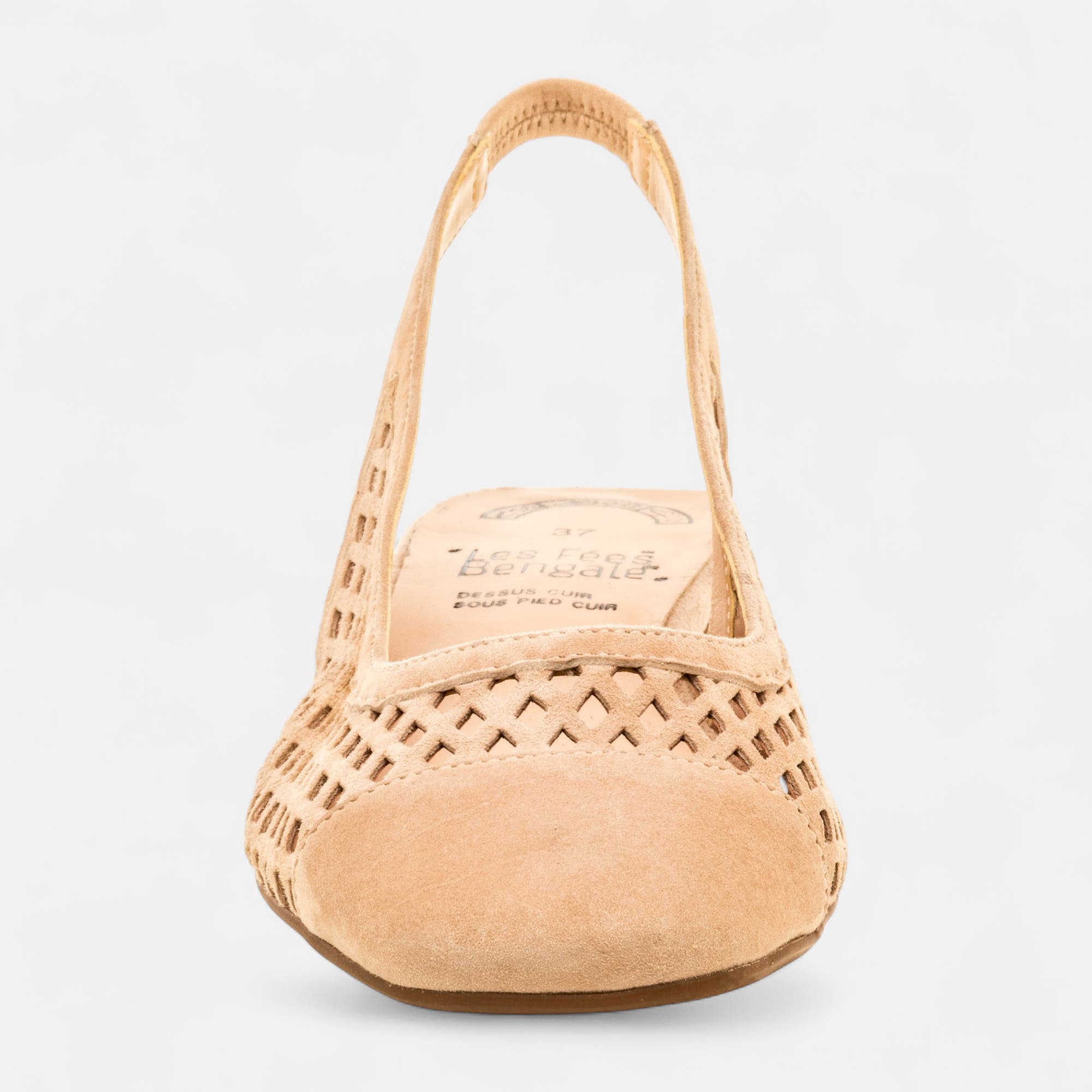 Escarpins avec bride arrière Femme en cuir beige