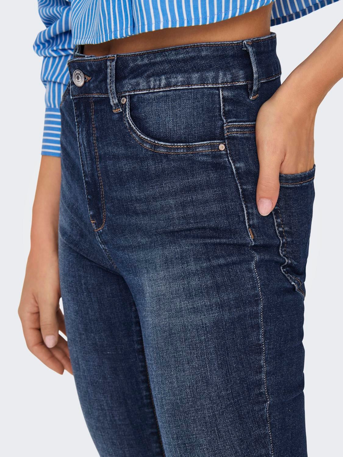 ONLROSE Hohe Taille Skinny Fit Jeans Dark Blue Denim