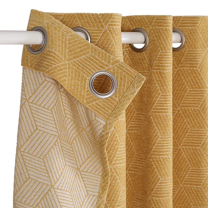 Rideau occultant polyester Opale l.140 x H.260 cm jaune