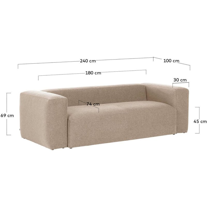 Canapé Blok 3 places beige 240 cm