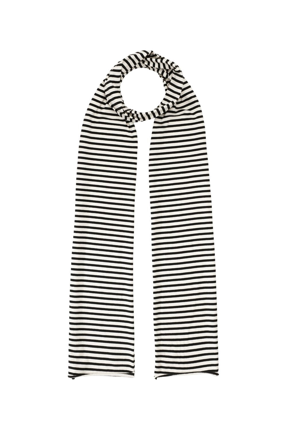 Moshi Moshi Mind  Jersey stripe cotton tørklæde - ecru/moonless night