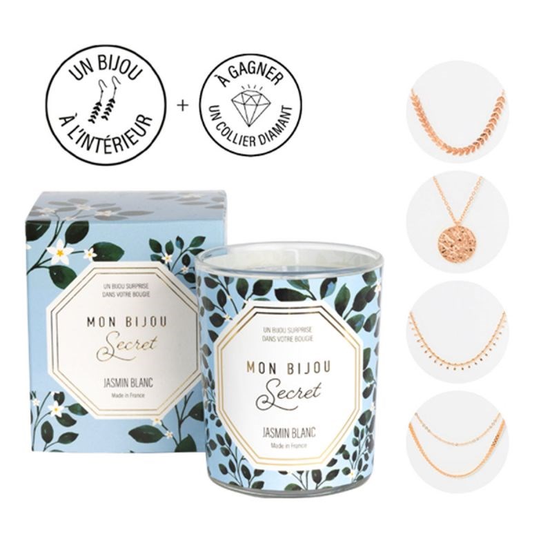 Bougie Bijou Collier doré - Parfum Jasmin - 40h