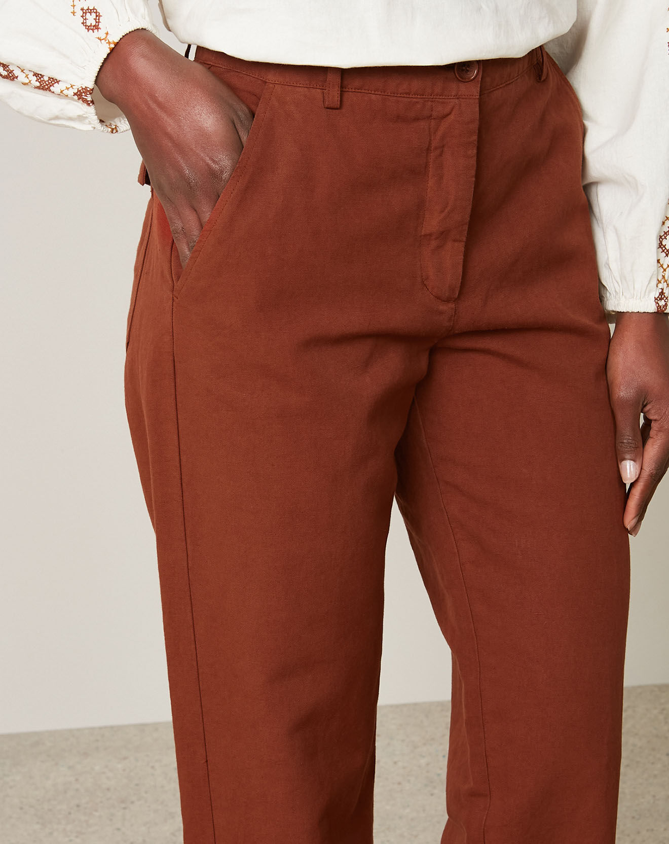 Hartford Pantalon en Coton & Lin Progress pecan
