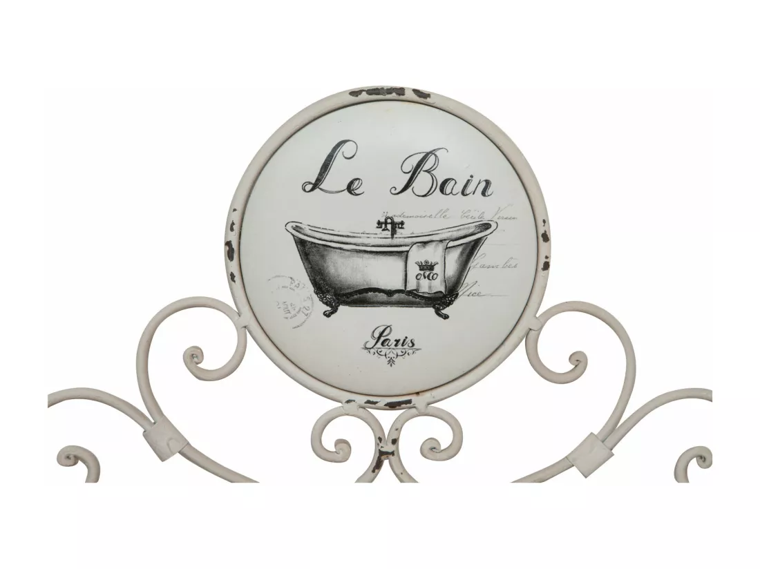 Porte-serviettes mural « Le Bain Paris » 30x6x25cm - Porte-serviettes de salle de bain en fer forgé Shabby Chic