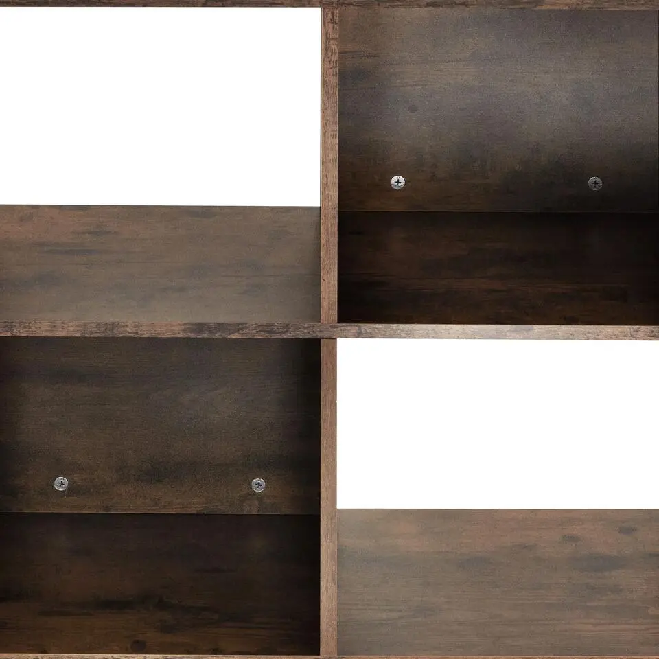 tectake Wandkast Hastings 75x31x170,5cm, Industrieel Hout Donker, Rustiek